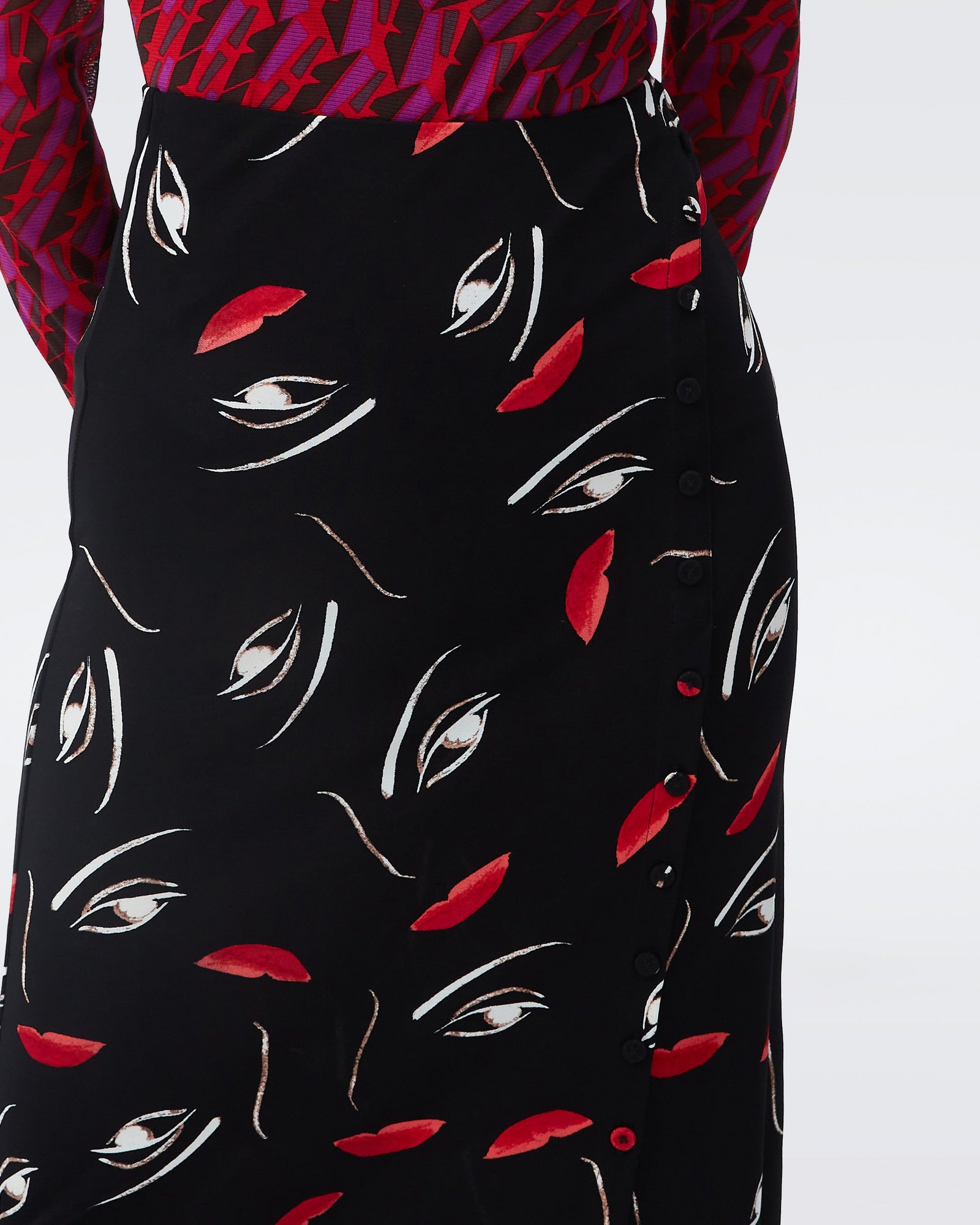 DVF charleston midi skirt in floating faces