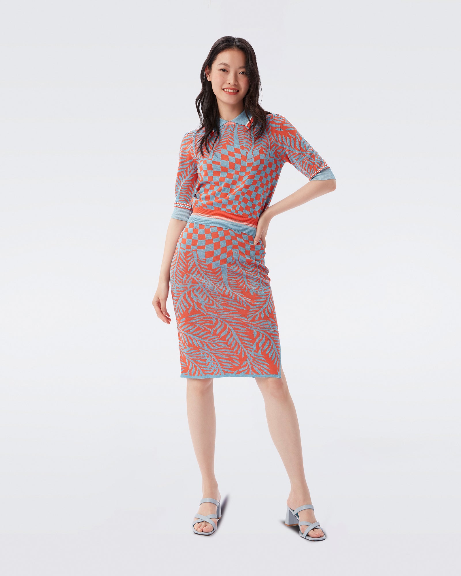 Cruz Knit Jacquard Knee-Length Skirt