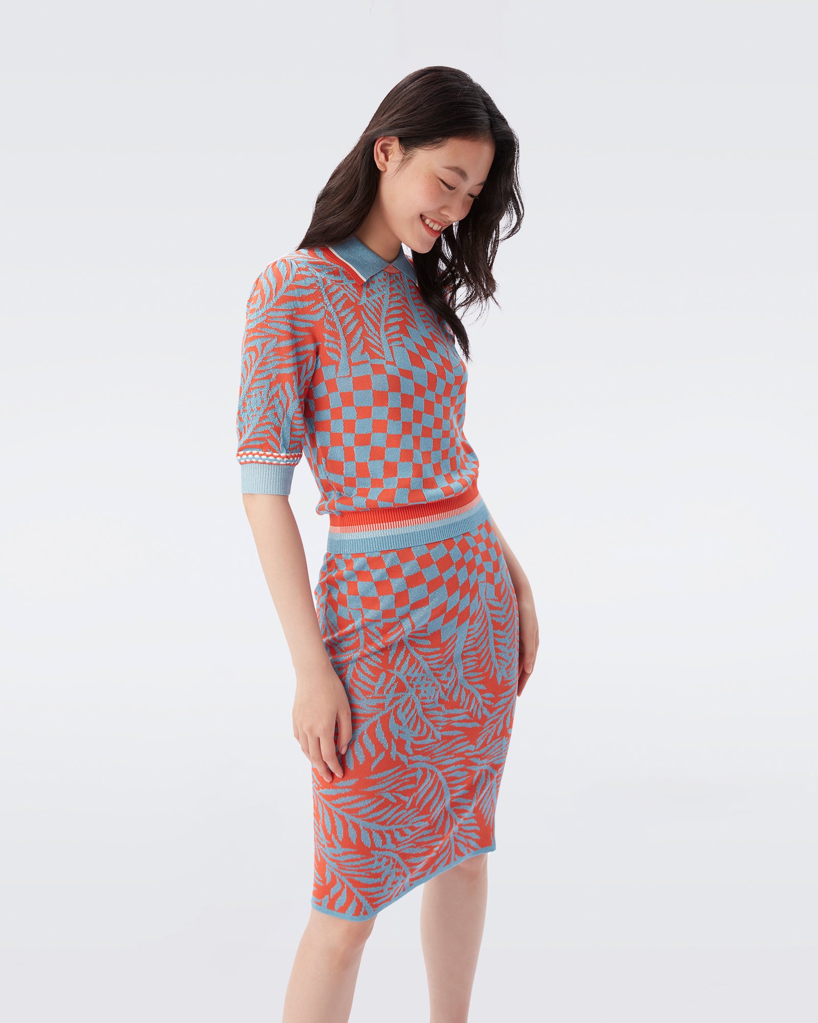 Cruz Knit Jacquard Knee-Length Skirt