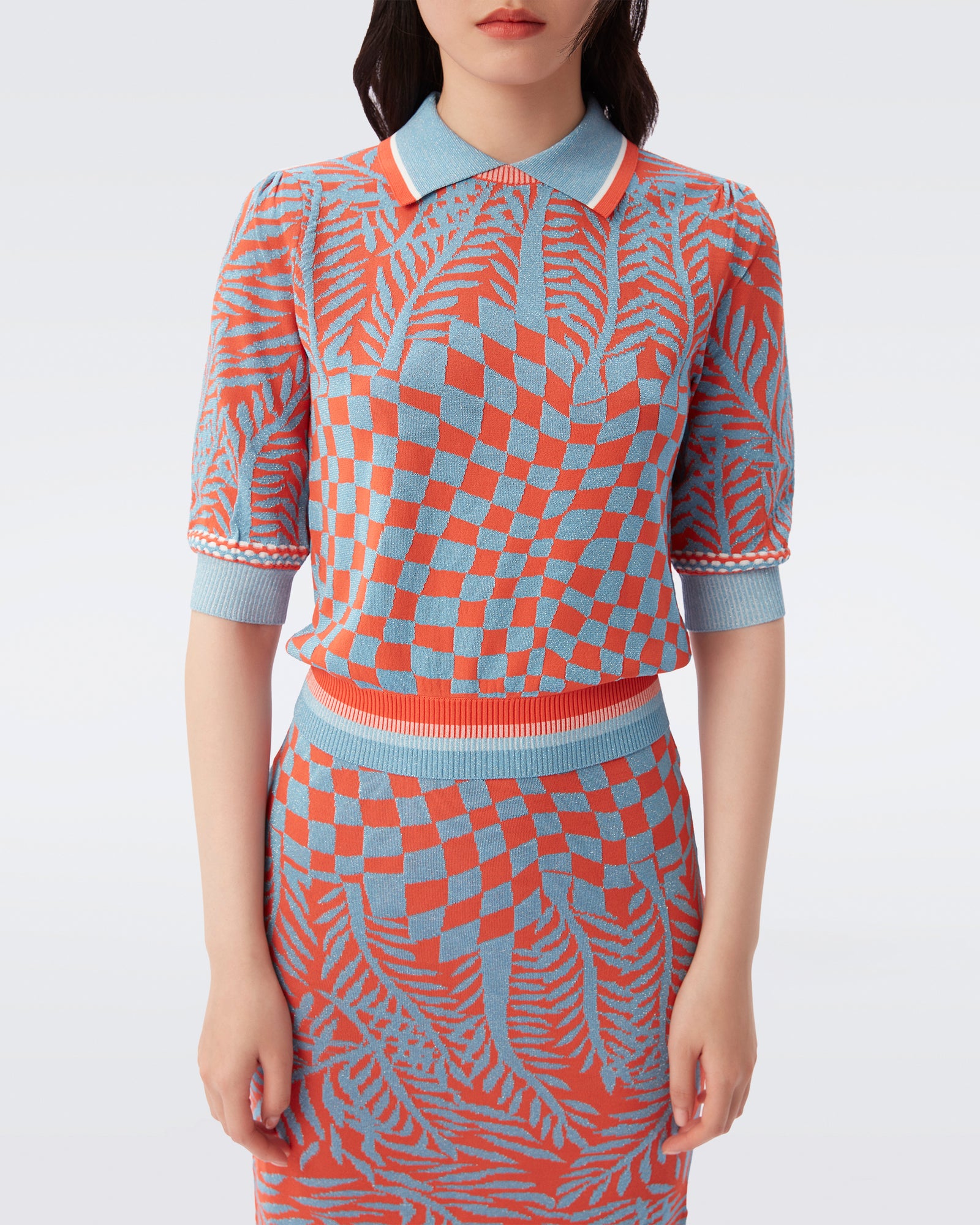 Cruz Knit Jacquard Knee-Length Skirt
