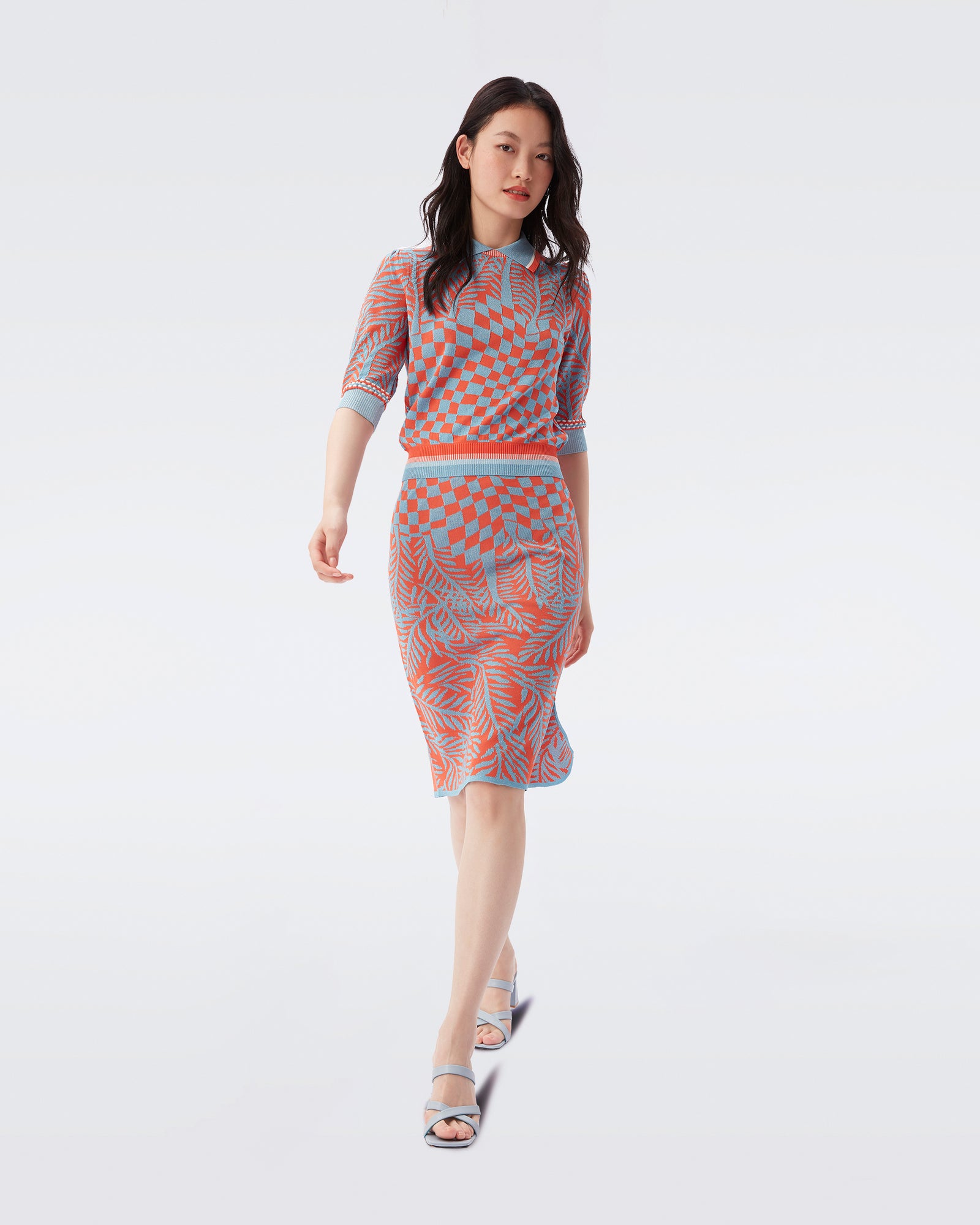 Cruz Knit Jacquard Knee-Length Skirt