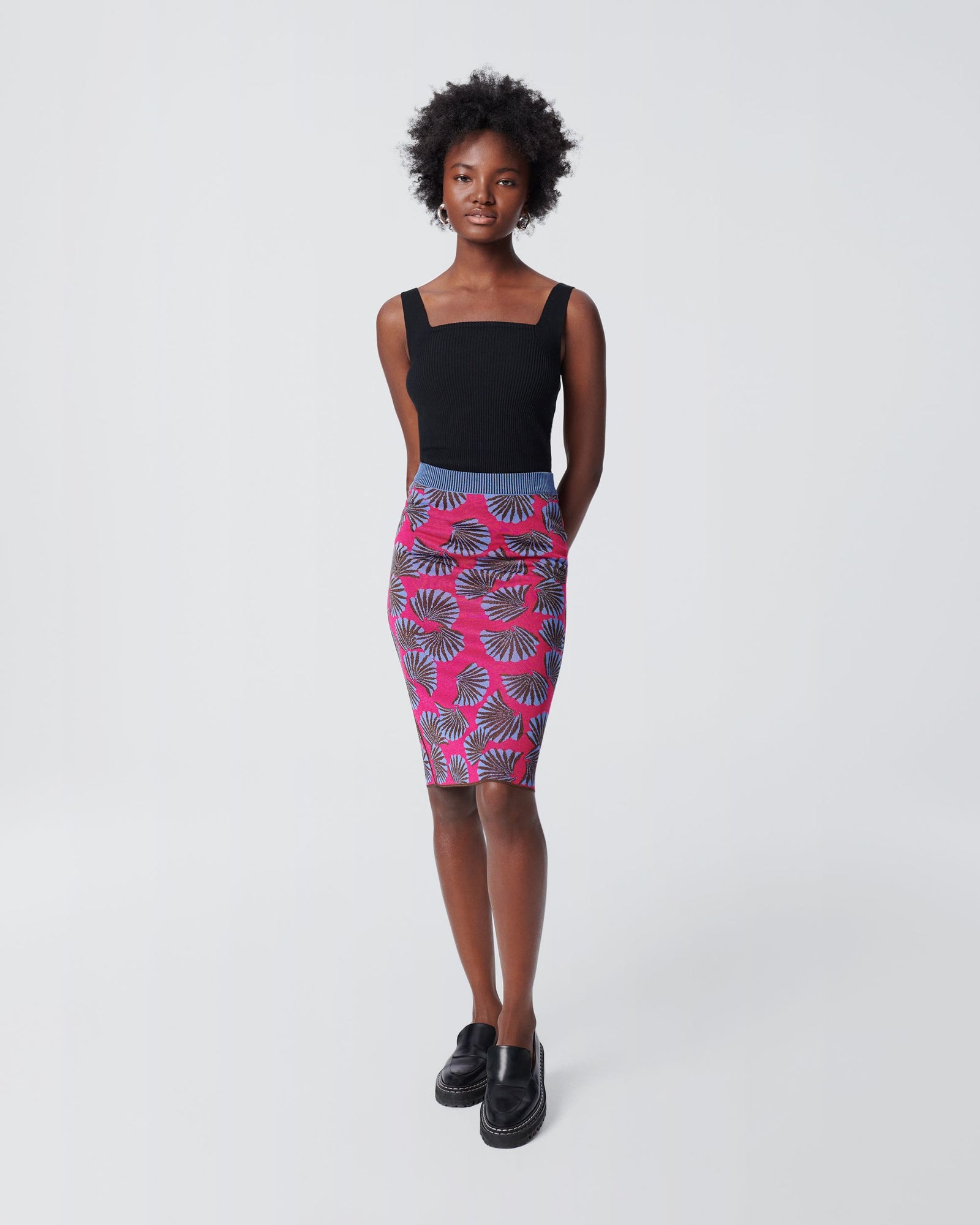 Hazel Knit Jacquard Knee-Length Skirt