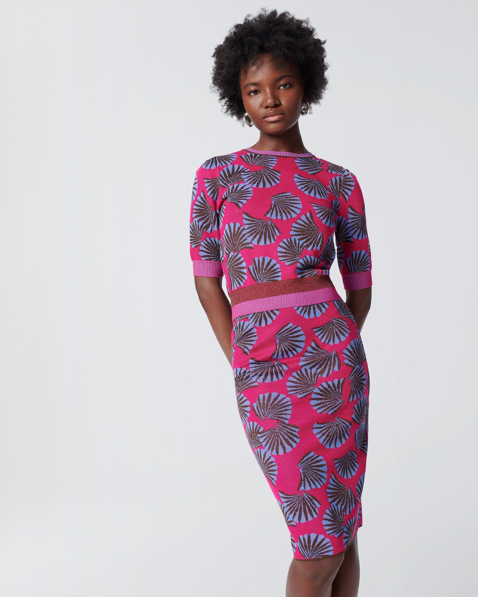 Hazel Knit Jacquard Knee-Length Skirt