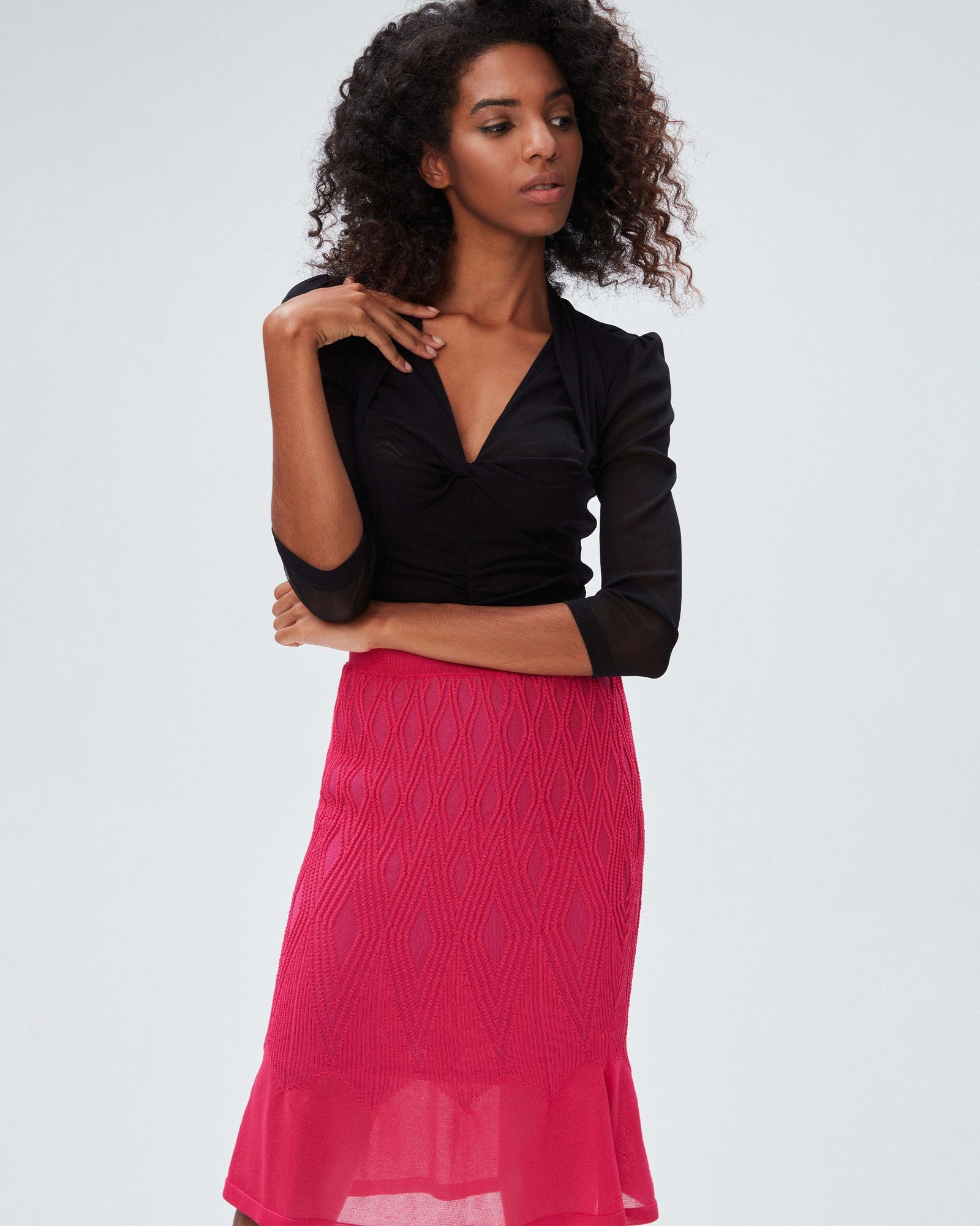 dvf ava skirt in shocking beet