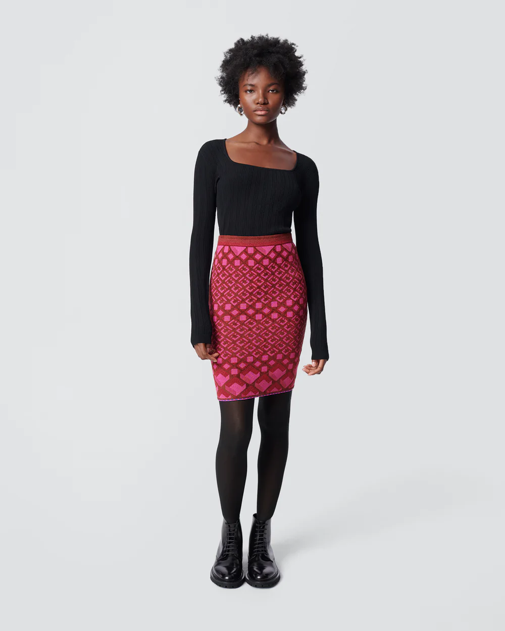 DVF Pascal Knit Jacquard Skirt 