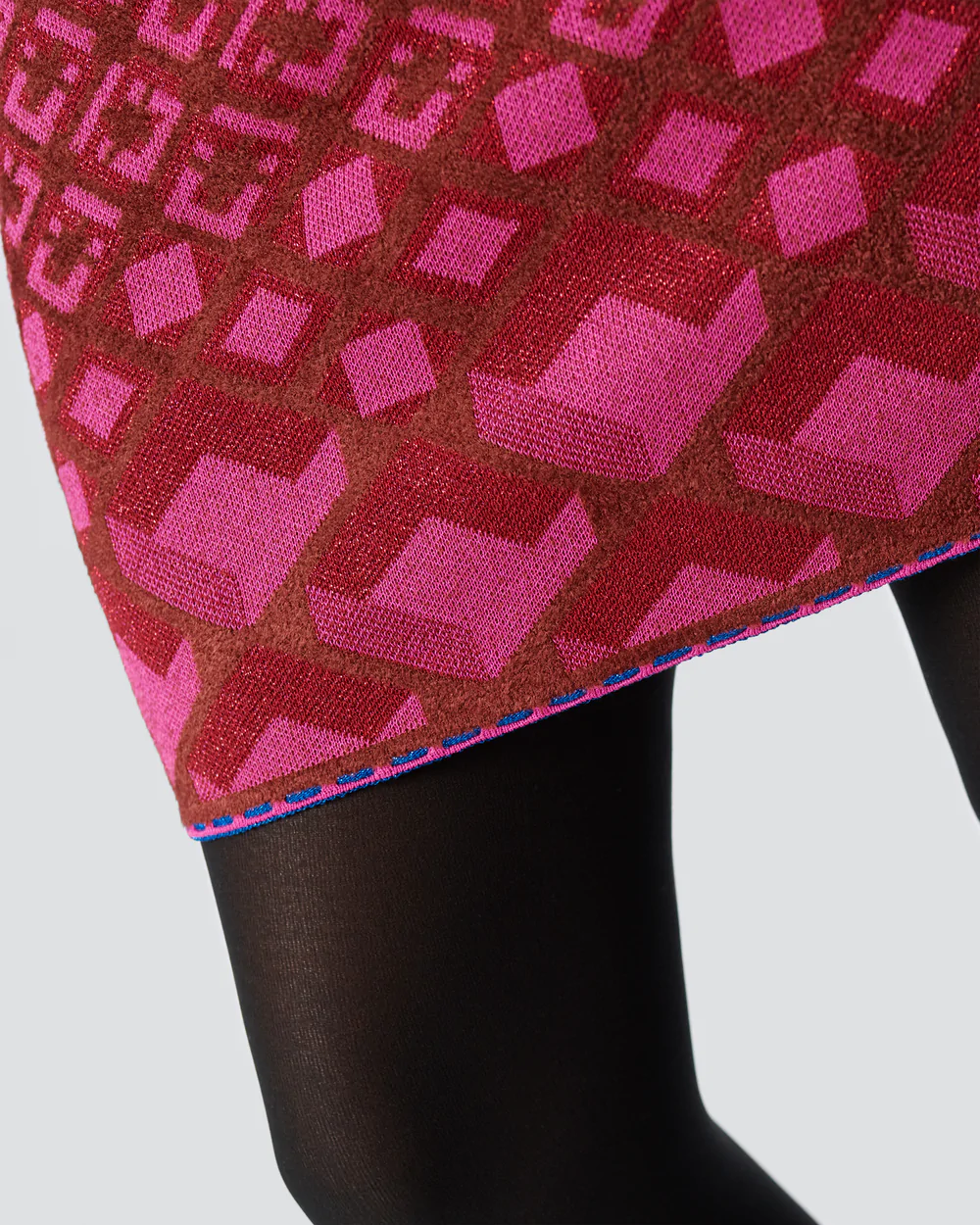 DVF Pascal Knit Jacquard Skirt in Cube Chain