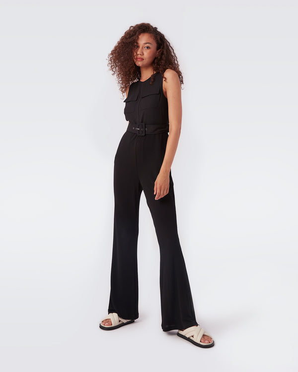 Audre Belted Crepe Jumpsuit