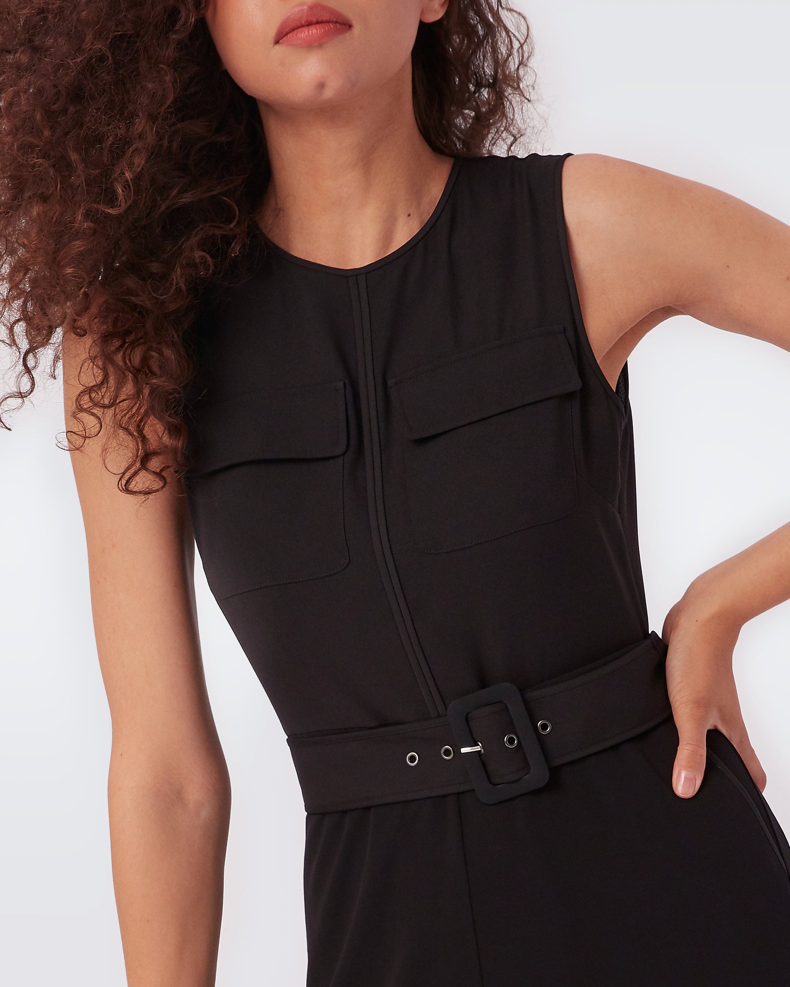 Audre Belted Crepe Jumpsuit