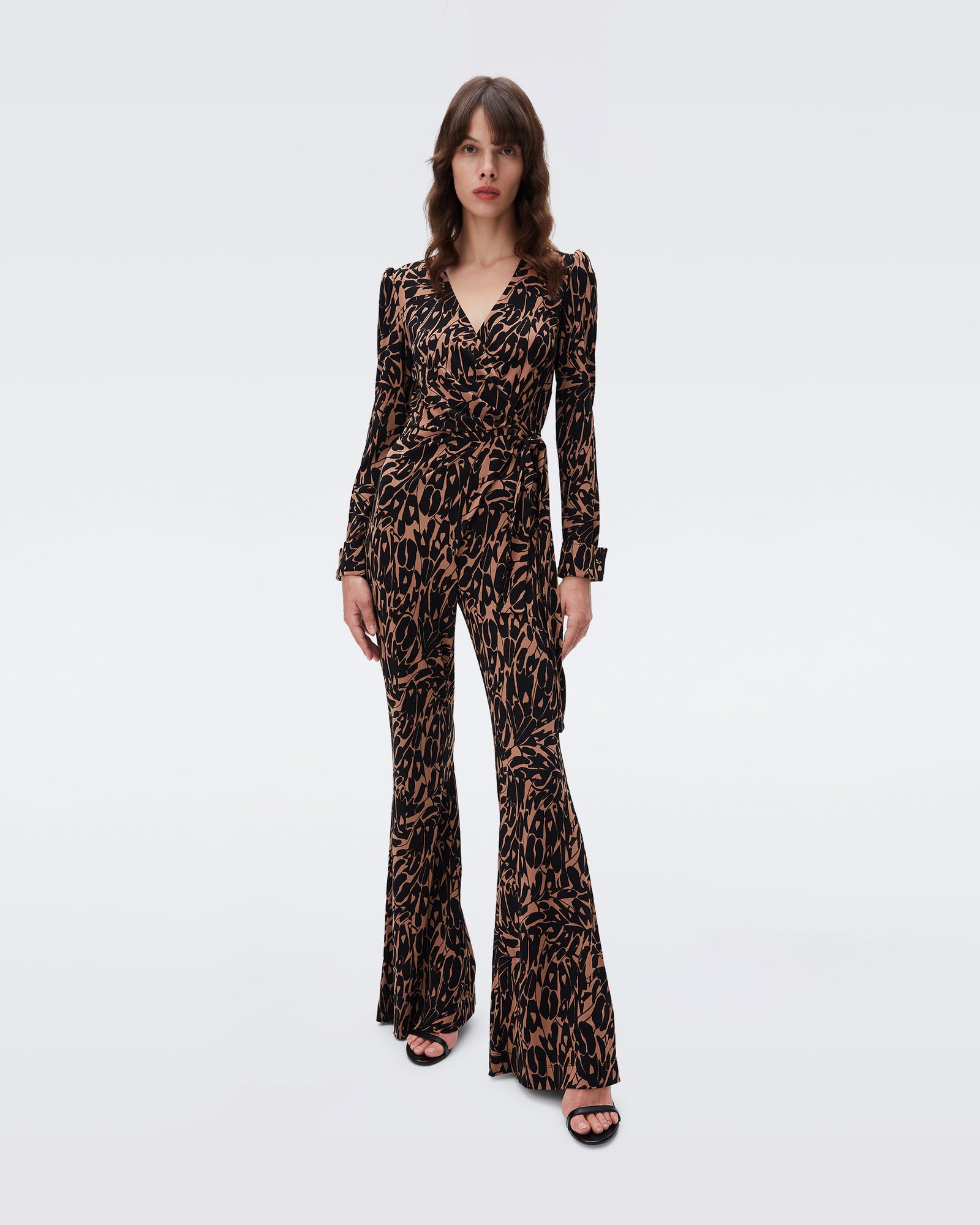 DVF seoul jersey jumpsuit in butterfly wing brown