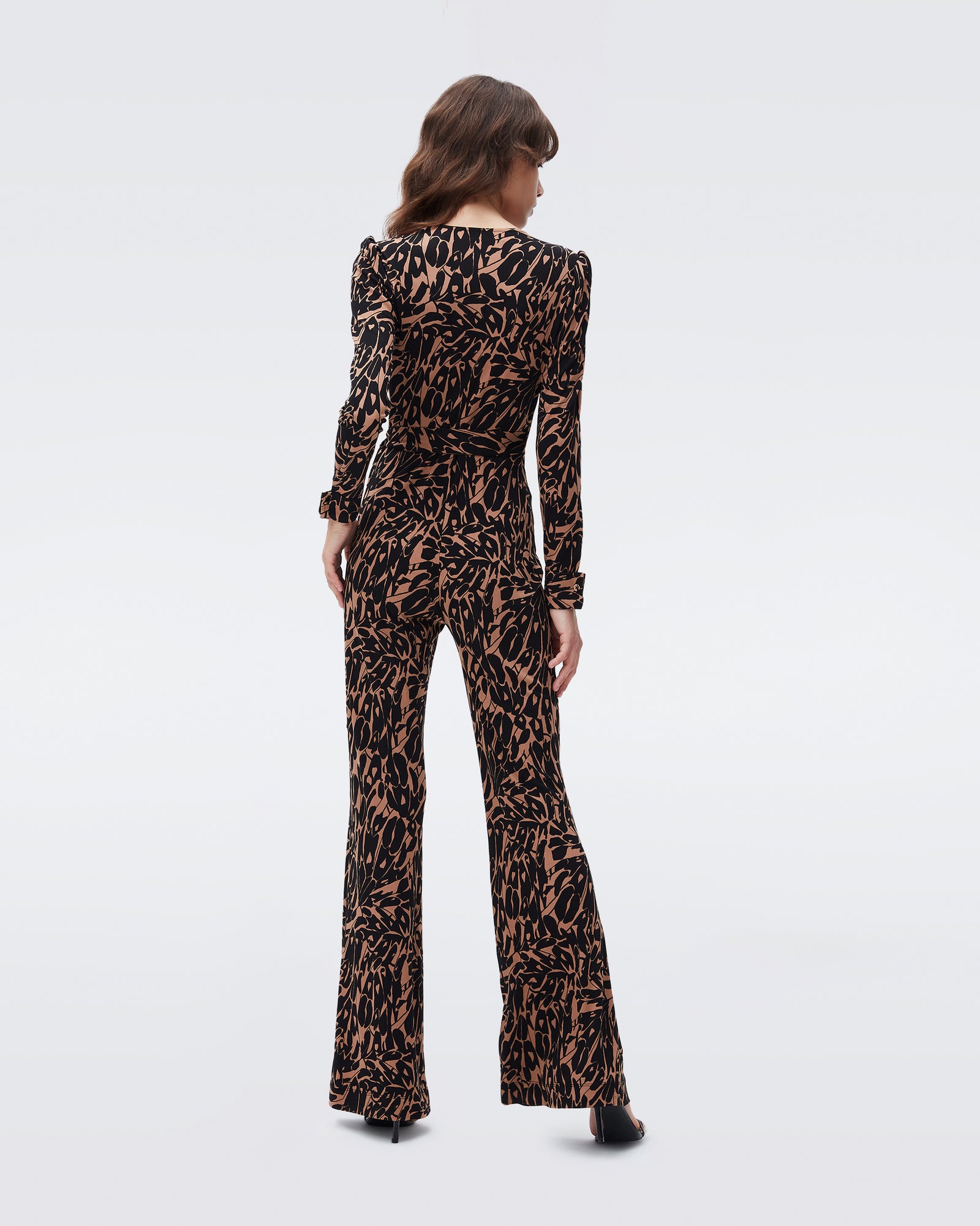 DVF seoul jersey jumpsuit in butterfly wing brown