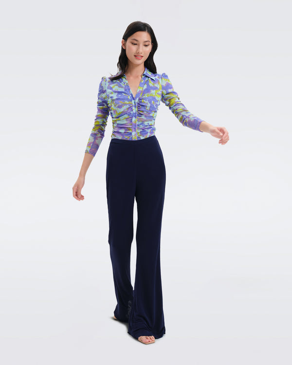 DVF Brooklyn Matte Jersey Pants in Navy