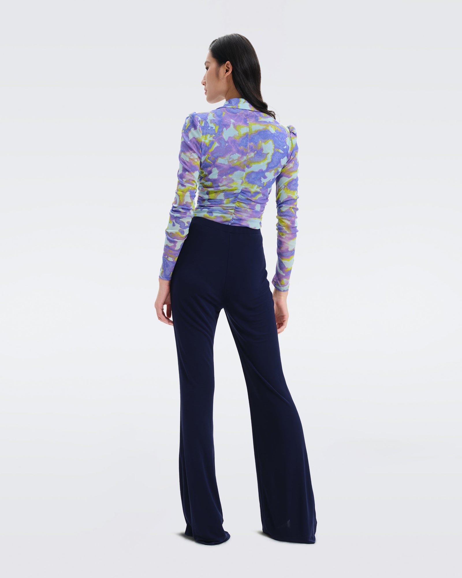 DVF Brooklyn Matte Jersey Pants in Navy