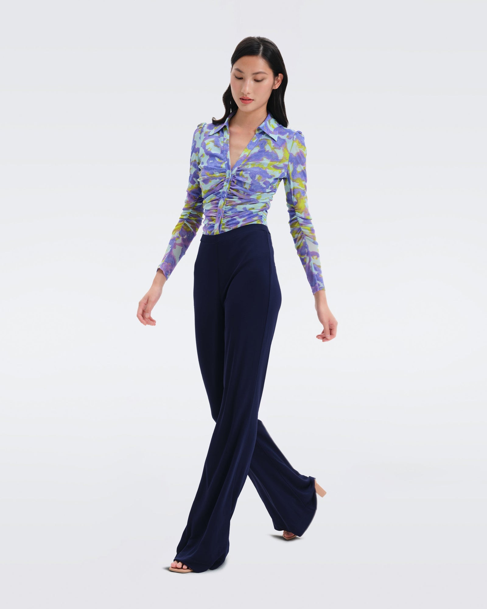 DVF Brooklyn Matte Jersey Pants in Navy