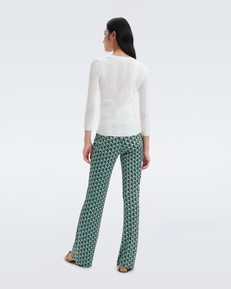 DVF Brooklyn Slinky Jersey Pants in Fleurgeo Summer Turquoise