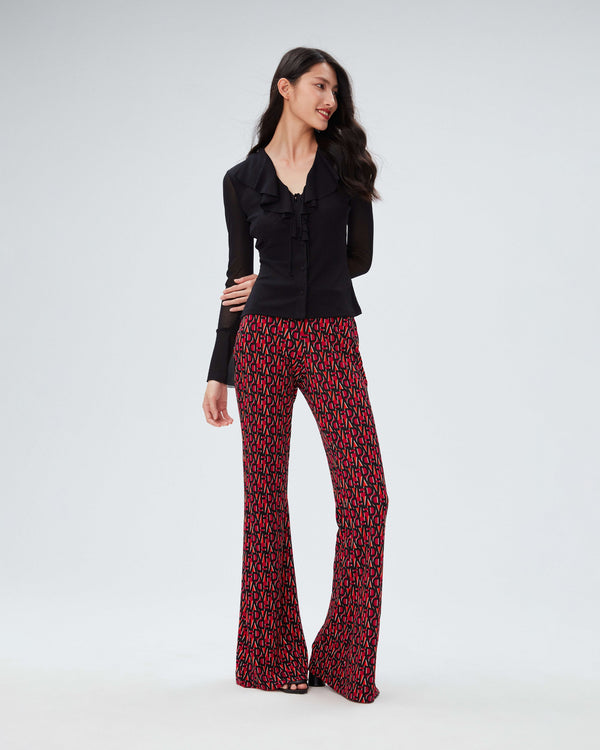 dvf brooklyn pants in dvf stamp sm shocking beet