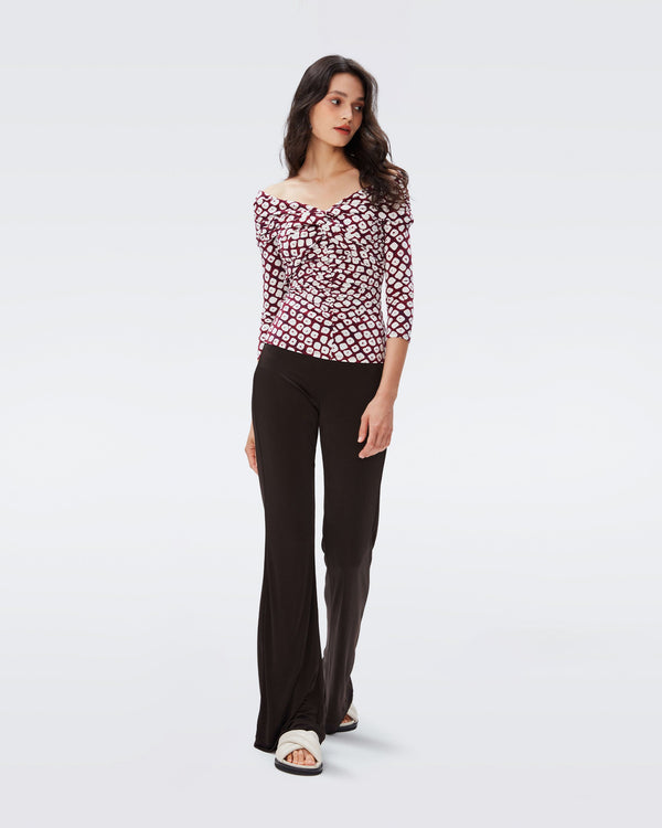 DVF brooklyn matte jersey pants in coco brown