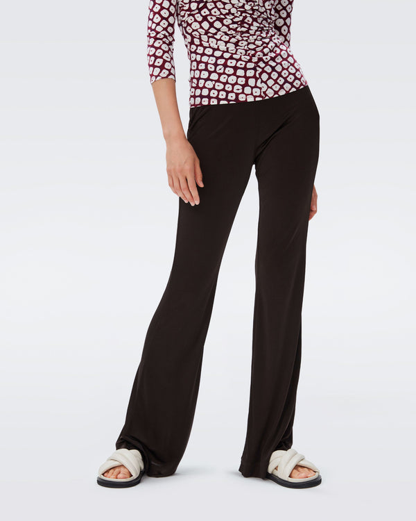 DVF brooklyn matte jersey pants in coco brown