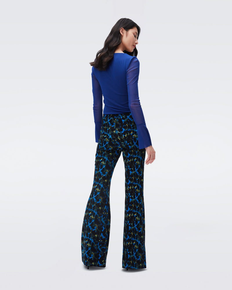 DVF brooklyn jersey pants in velvet leopard sapphire blue