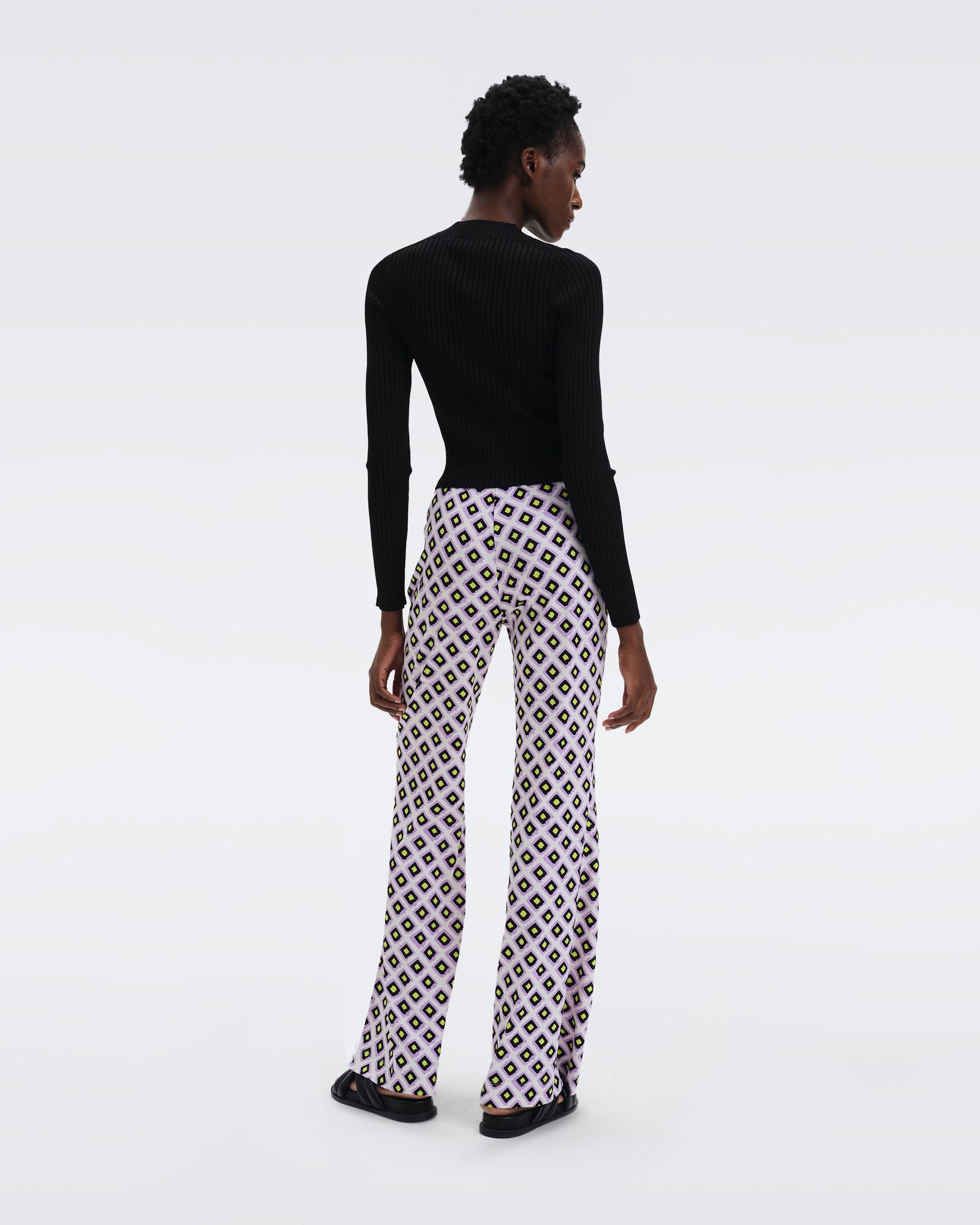 DVF tereza knit rib sweater in black