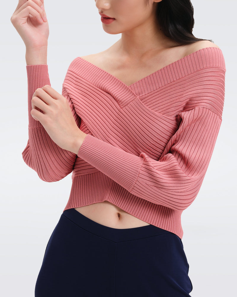 DVF nika knit rib sweater in soft pink