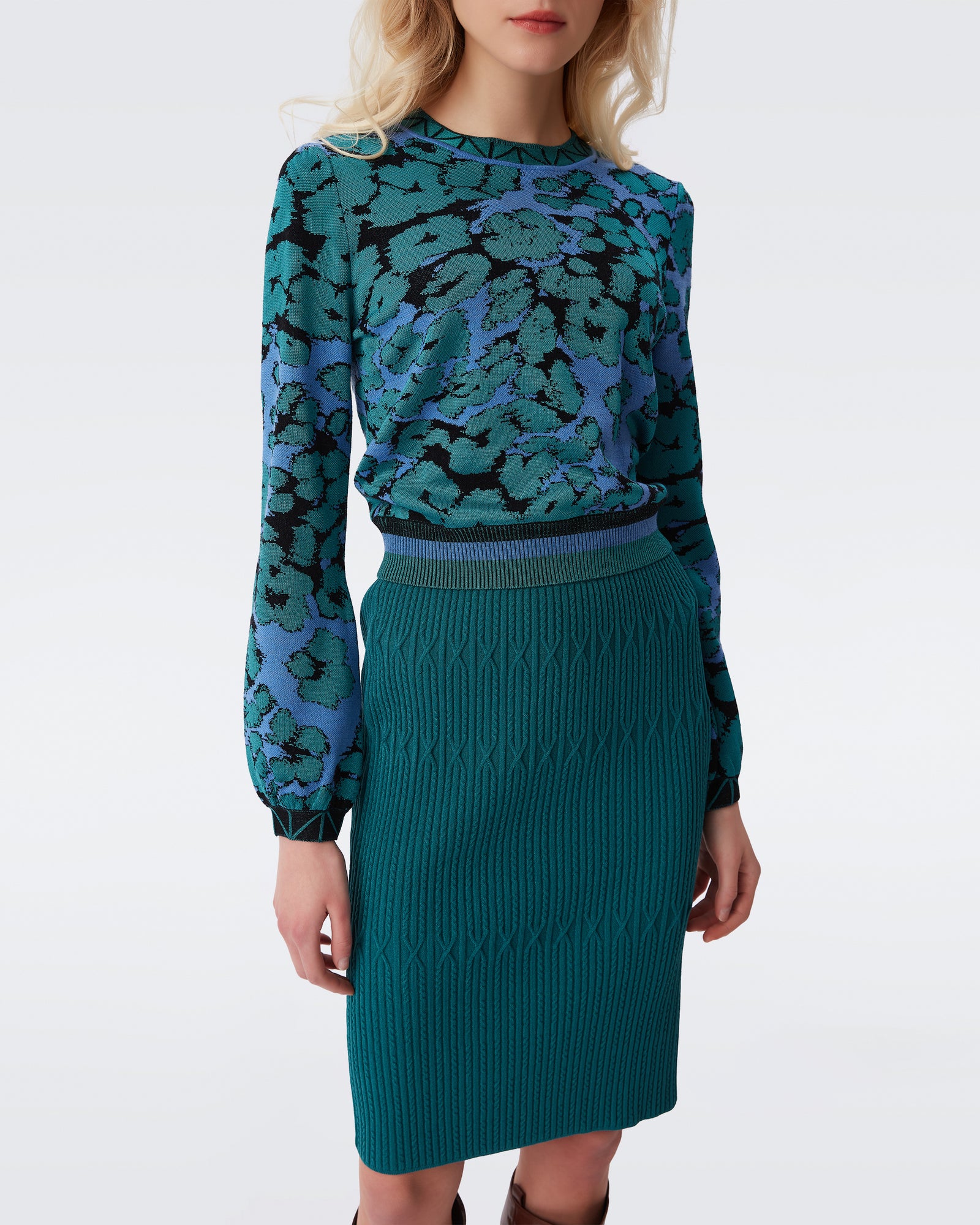 DVF nellis top in wave leopard blue