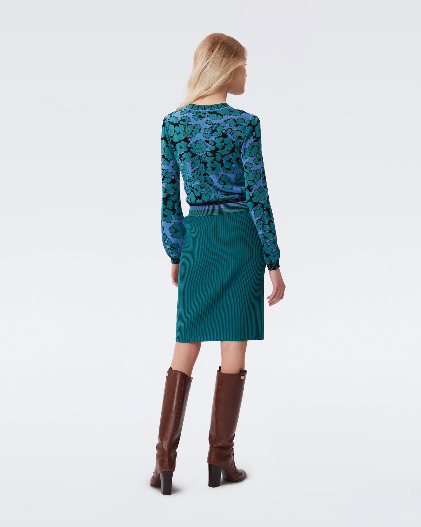 DVF nellis top in wave leopard blue