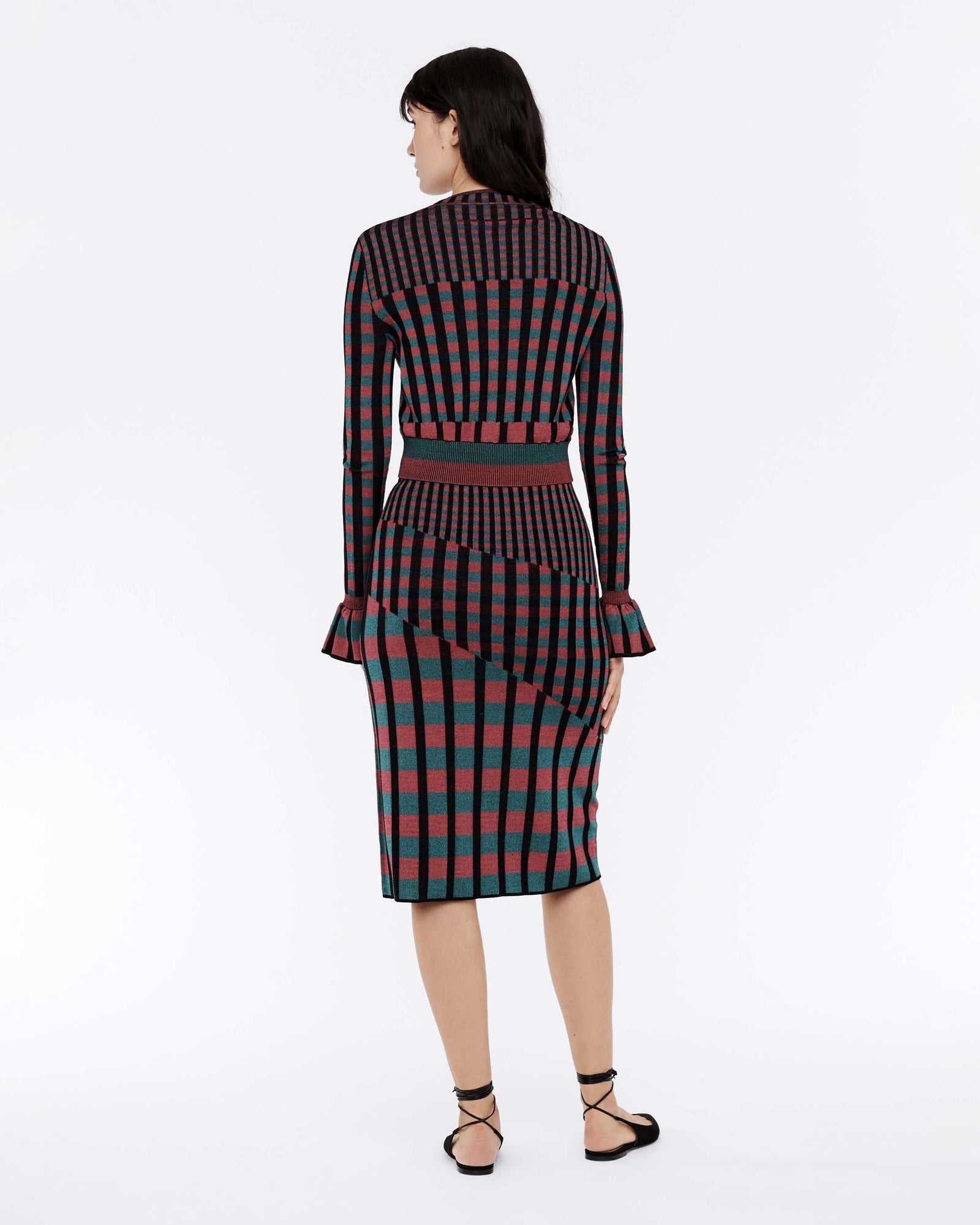 Clemment Ribbed Knit Pullover In Hollyberry Gingham