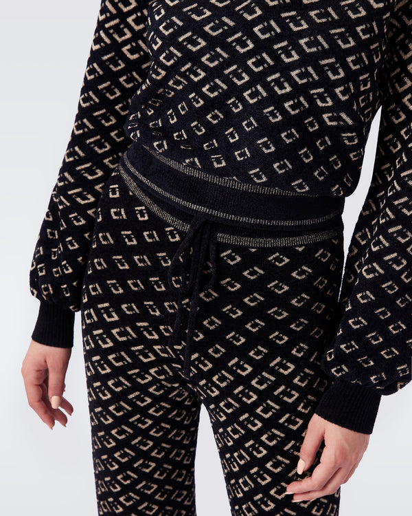 Duffy Knit Jacquard Collared Sweater