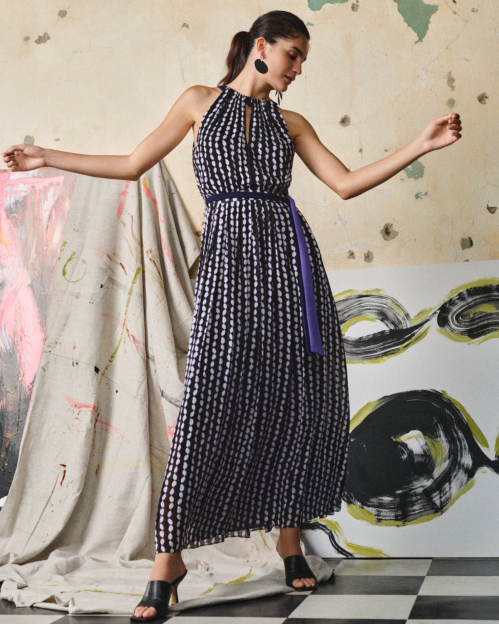 dvf miriam dress in shibori dot sm black